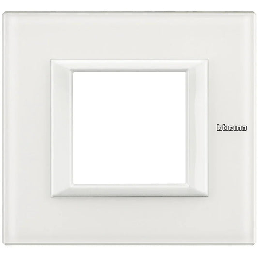 BTicino Axolute Placca 2P Vetro Bianco HA4802VBB - Design Elegante, Facile da Pulire, 95x104 mm
