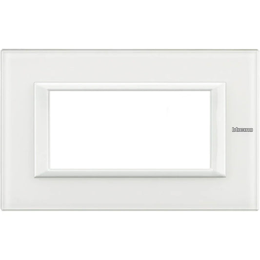 Placca 4P Axolute BTicino Vetro Bianco HA4804VBB - Design Elegante e Resistente, Facile da Installare