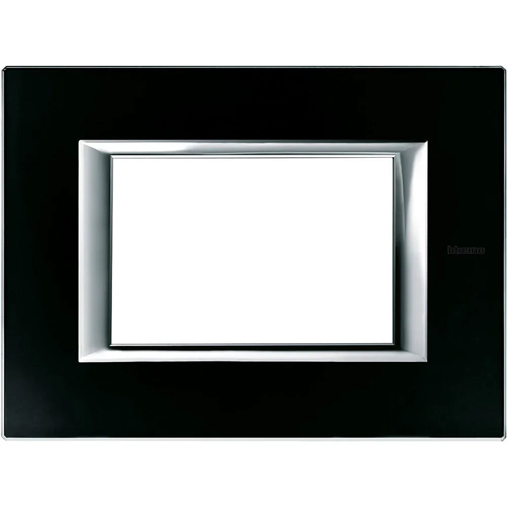 BTicino Axolute Placca 3P Vetro Nero Notte HA4803VNN - Design Elegante, Facile da Pulire, 95x127mm