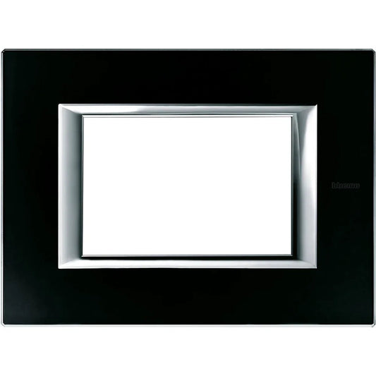 BTicino Axolute Placca 3P Vetro Nero Notte HA4803VNN - Design Elegante, Facile da Pulire, 95x127mm