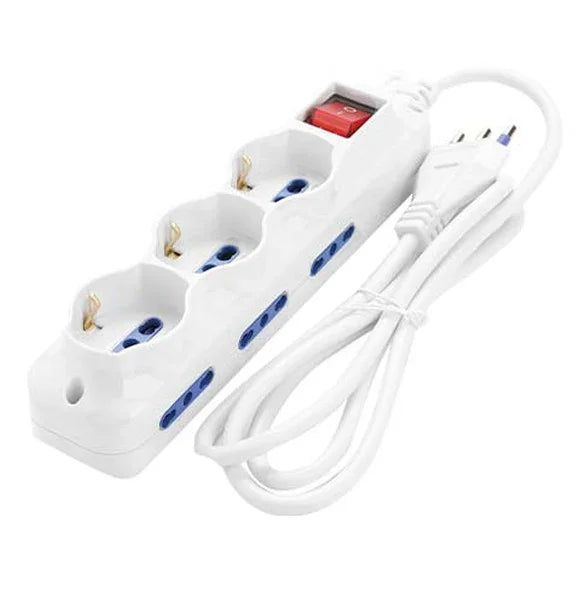 Multipresa 9 Posti con Interruttore ON/OFF - 3P Schuko + 6Bivalenti 16A, Cavo 1.5m - SKU: [inserire codice SKU]