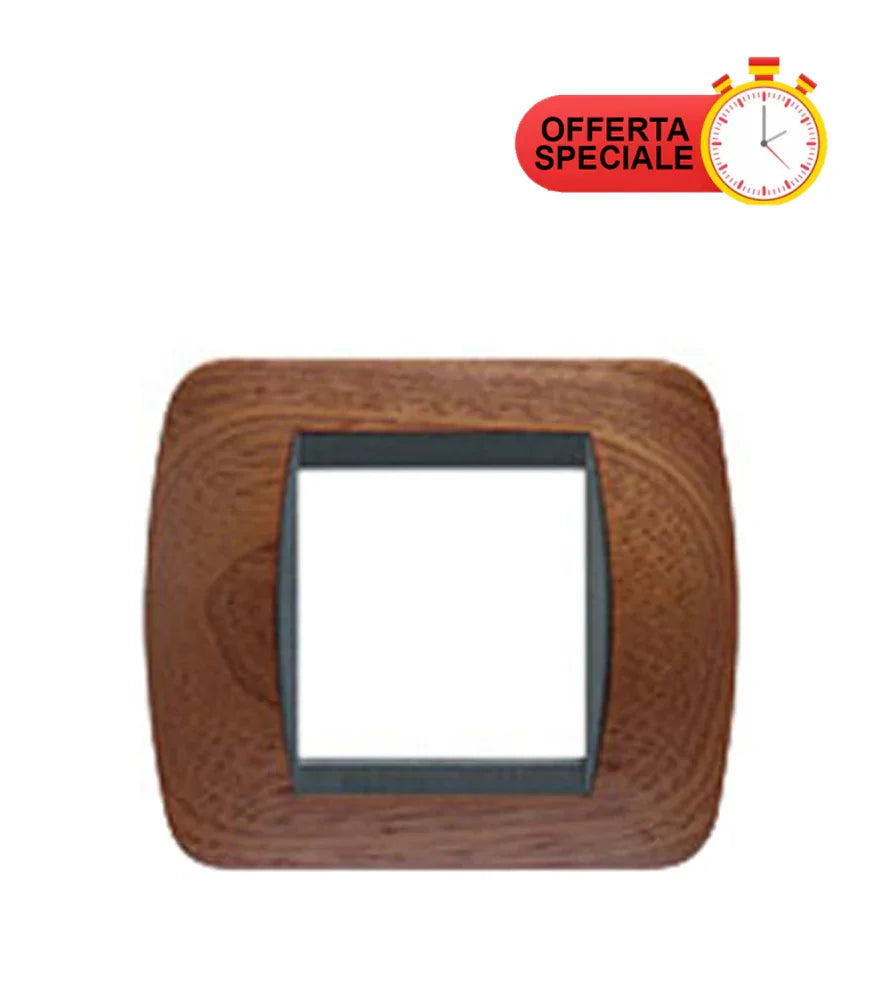 Placca 2 Posti In Legno Mogano BTicino L4802LMG - Design Elegante, Alta Qualità e Funzionalità
