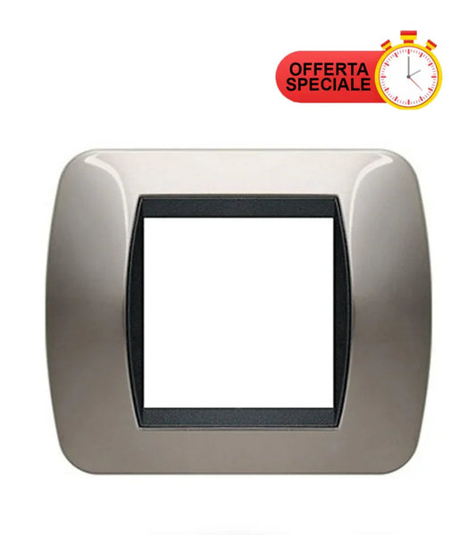 BTicino Living Placca 2 Moduli Nichel Nero L4802NN - Design Elegante e Robusto in Metallo