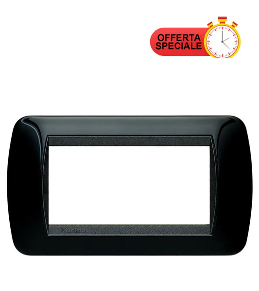 BTicino Placca 4 Posti Nera Livinglight - Cod. SKU L4804NR - Design Elegante e Resistente
