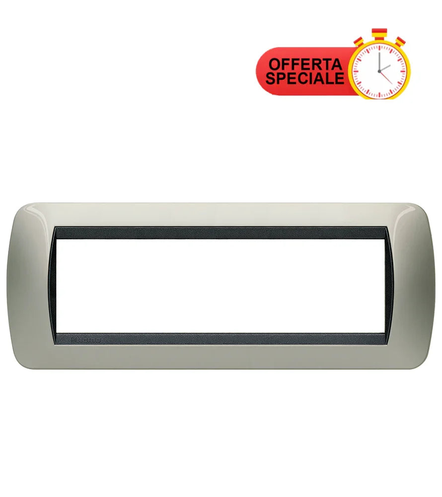 Placca 7 Posti BTicino Titanio Chiaro L4807TC - Design Elegante e Funzionalità Premium