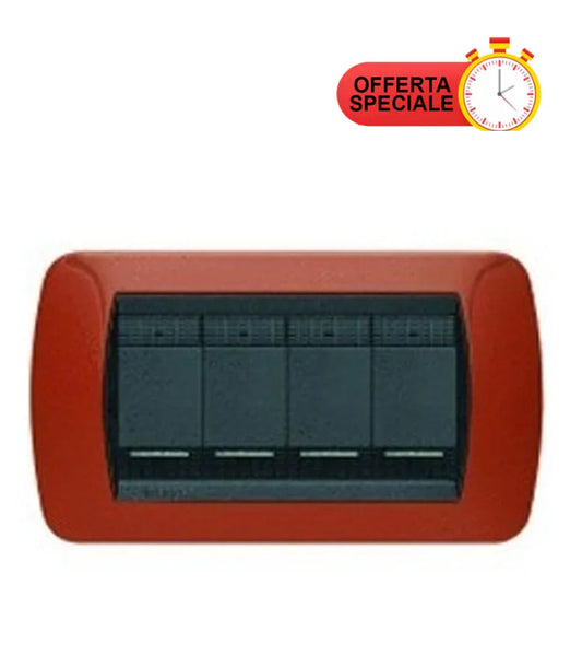 BTicino Placca 4 Posti Terracotta L4804TR - Elegante, Moderna e Resistente per Livinglight