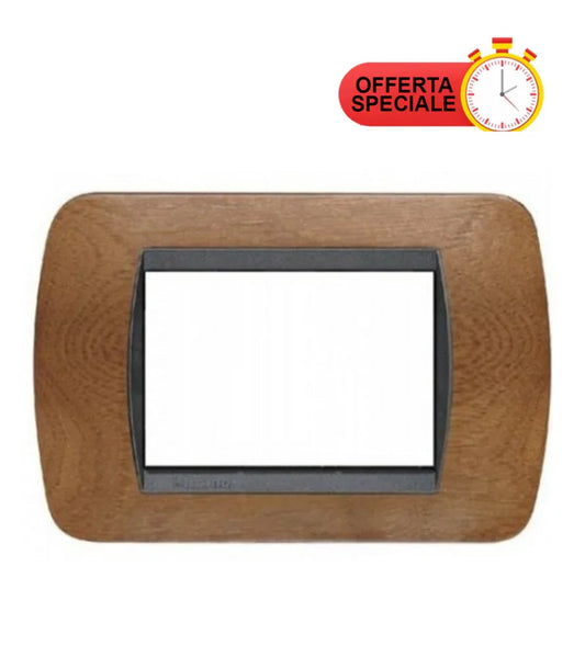 Placca Bticino Living International L4803LNC, 3 Posti, Design Moderno e Resistente, Alta Qualità