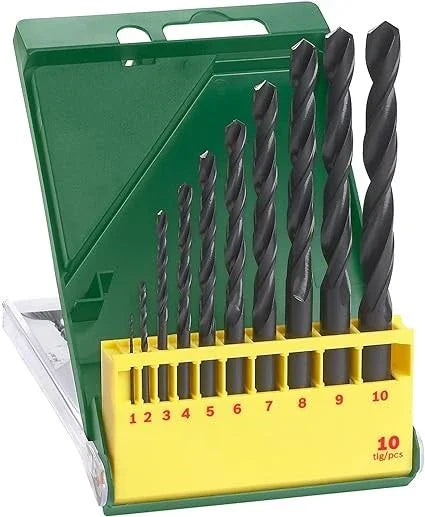 Set Punte Metalliche BOSCH HSS-R 10 Pz - Acciaio Super Rapido, Design Filettato per Presa Sicura