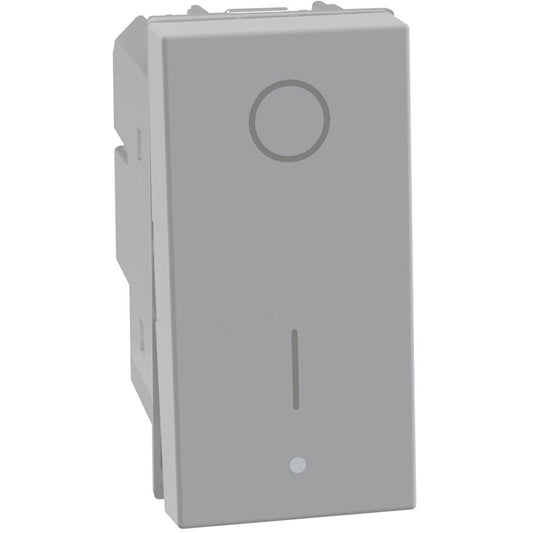 Bticino MatixGO grey double-pole switch 2P 16AX 1 module for 250V applications.