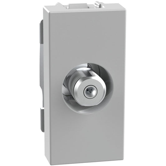 Connettore coassiale tipo F BTicino MatixGO 1 modulo grigio - impedenza 75 ohm - aggancio a vite.