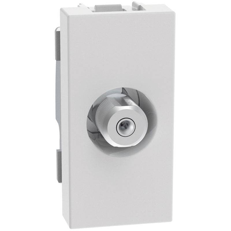 Presa Sat coassiale tipo F Bticino MatixGO 1 modulo bianca JW4202F, impedenza 75 ohm, aggancio a vite.