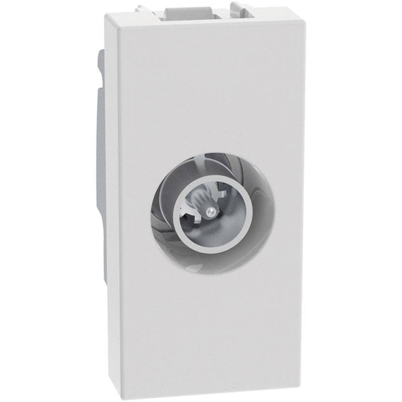Presa TV coassiale passante terminale Bticino MatixGO 1 modulo bianco JW4202P10 con connettore maschio.