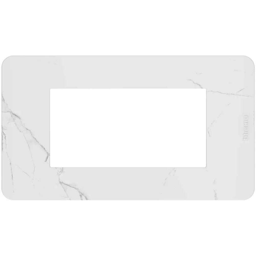 Placca BTicino MatixGO 4 Moduli Carrara Effetto Marmo JA4804EM - Design Elegante e Resistente