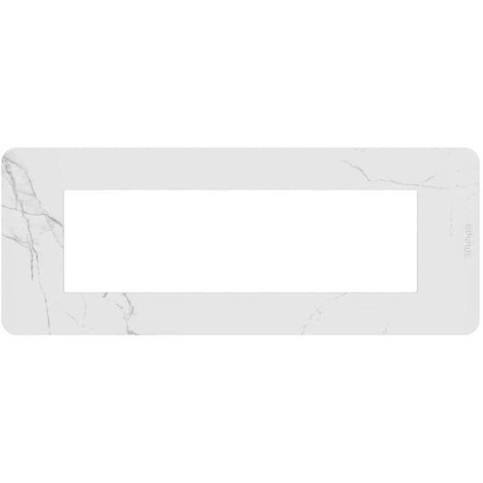 Bticino MatixGO 7-module plate in Carrara marble effect, made of technopolymer, dimensions 84.2 x 214.7 mm.