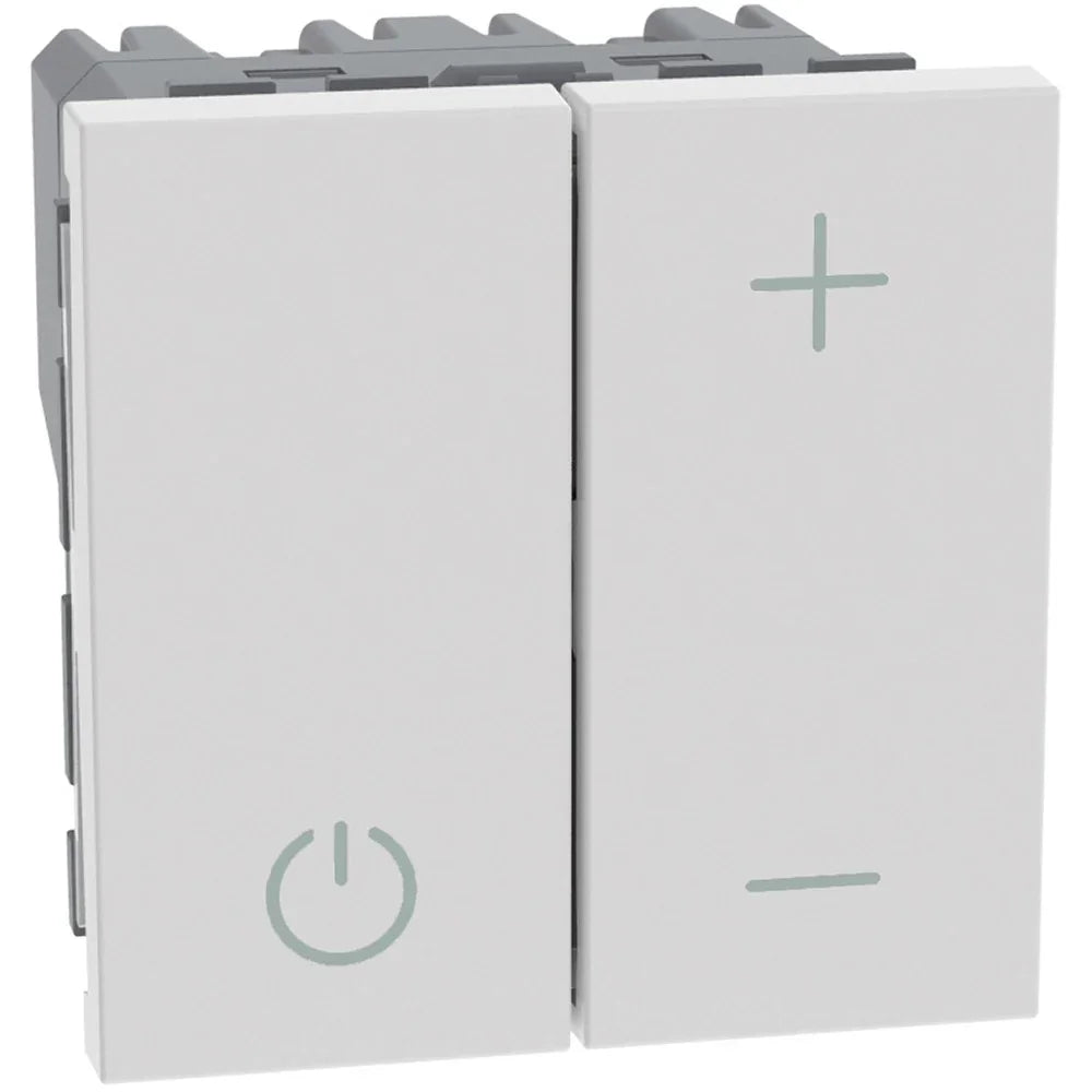 Dimmer Pulsante BTicino MatixGO JW4410 per Lampade con Ballast 0-10V - 2 Moduli, Facile Uso e Compatibilità