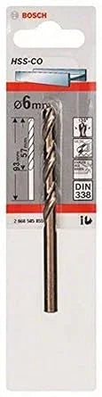Punta Da Trapano Bosch HSS-Co STD 6Mm 57X93Mm - Alta Resistenza, Finitura Oro, Cod. 2608585855
