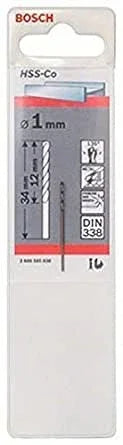 Punta HSS Metallo Bosch PUN MET HSS STD 1x12x34 - Acciaio Inossidabile, Gambo Dritto, Precisione Elevata