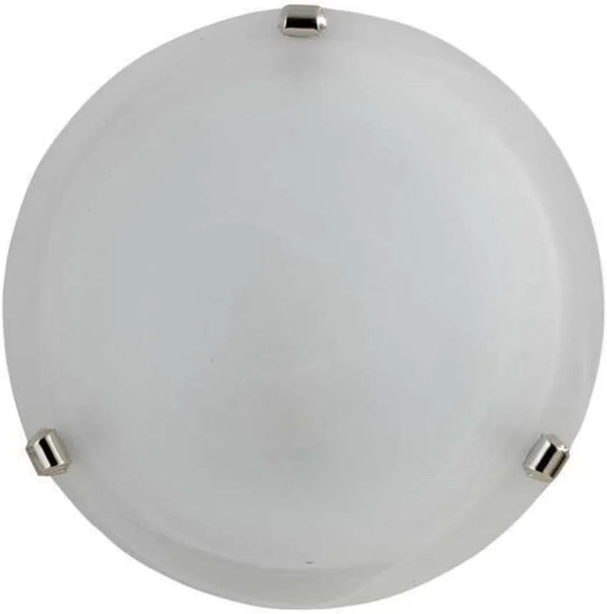 Plafoniera Alabastro Bianco Ø 40 cm con Ganci Cromo - 2x E27, 60W, Design Elegante e Funzionale