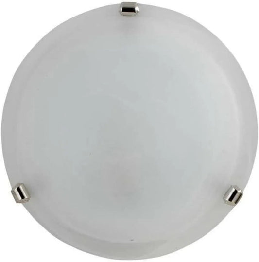 Plafoniera Alabastro Bianco Ø 40 cm con Ganci Cromo - 2x E27, 60W, Design Elegante e Funzionale