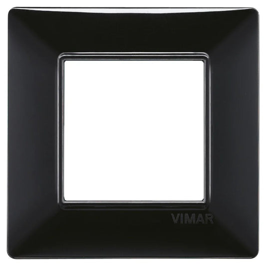 Placca Vimar Plana 2 Moduli Nero 14642.05 - Tecnopolimero, Design Elegante, Made in Italy