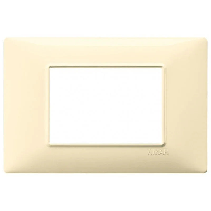 Placca Vimar Plana 3 Moduli Crema 14653.04 - Design Elegante e Resistente in Tecnopolimero