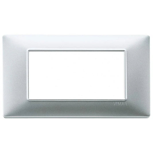 Vimar Plana Placca 4 Moduli Argento Opaco 14654.20 - Design Moderno, Facile Installazione, Alta Qualità