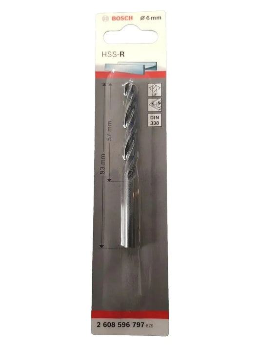 Punta CIL D 6,0 HSS-R Bosch - Punta Elicoidale Professionale in Acciaio ad Alta Velocità - 6x57x93 mm