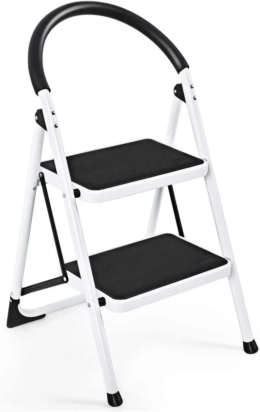 Scaletta Sgabello Pieghevole Antiscivolo 2 Gradini 150KG - Maniglione Ergonomico - SKU: HS-150KG-P