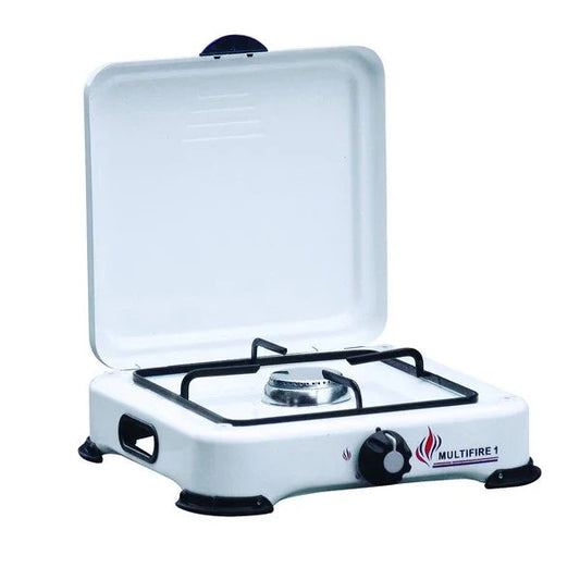 Fornello Smaltato Bianco 1 Fuoco GPL/Metano - Coperchio, Portatile e Durevole - Progetto 1,5 kW