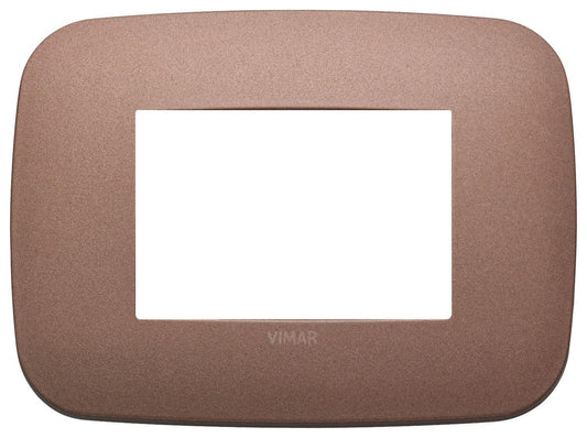 VIMAR Placca Round 3M Bronzo Matt - SKU 19683.24, Metallo Elegante, Supporta 3 Moduli