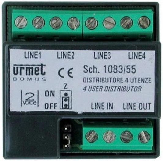 Distributore Segnale Videocitofono 4 Utenze URMET 1083/55 2VOICE - Alta Qualità AHD, Protezione PTC