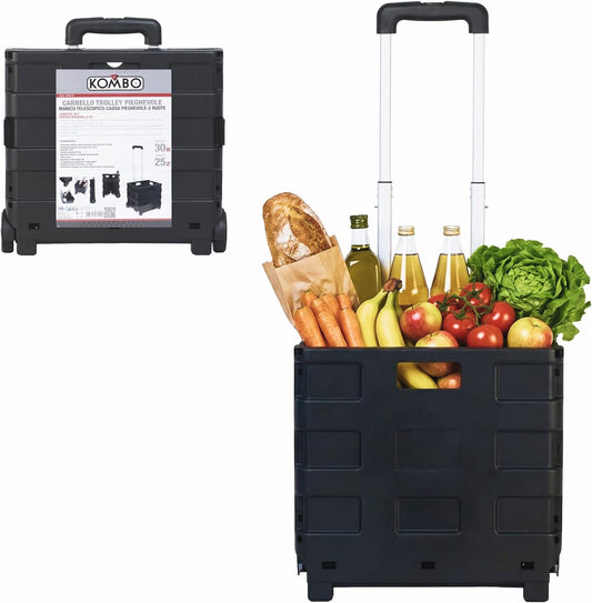 Carrello Trolley Shopping Pieghevole Portata 25kg - Struttura in Alluminio Leggera e Ruote Silenziose