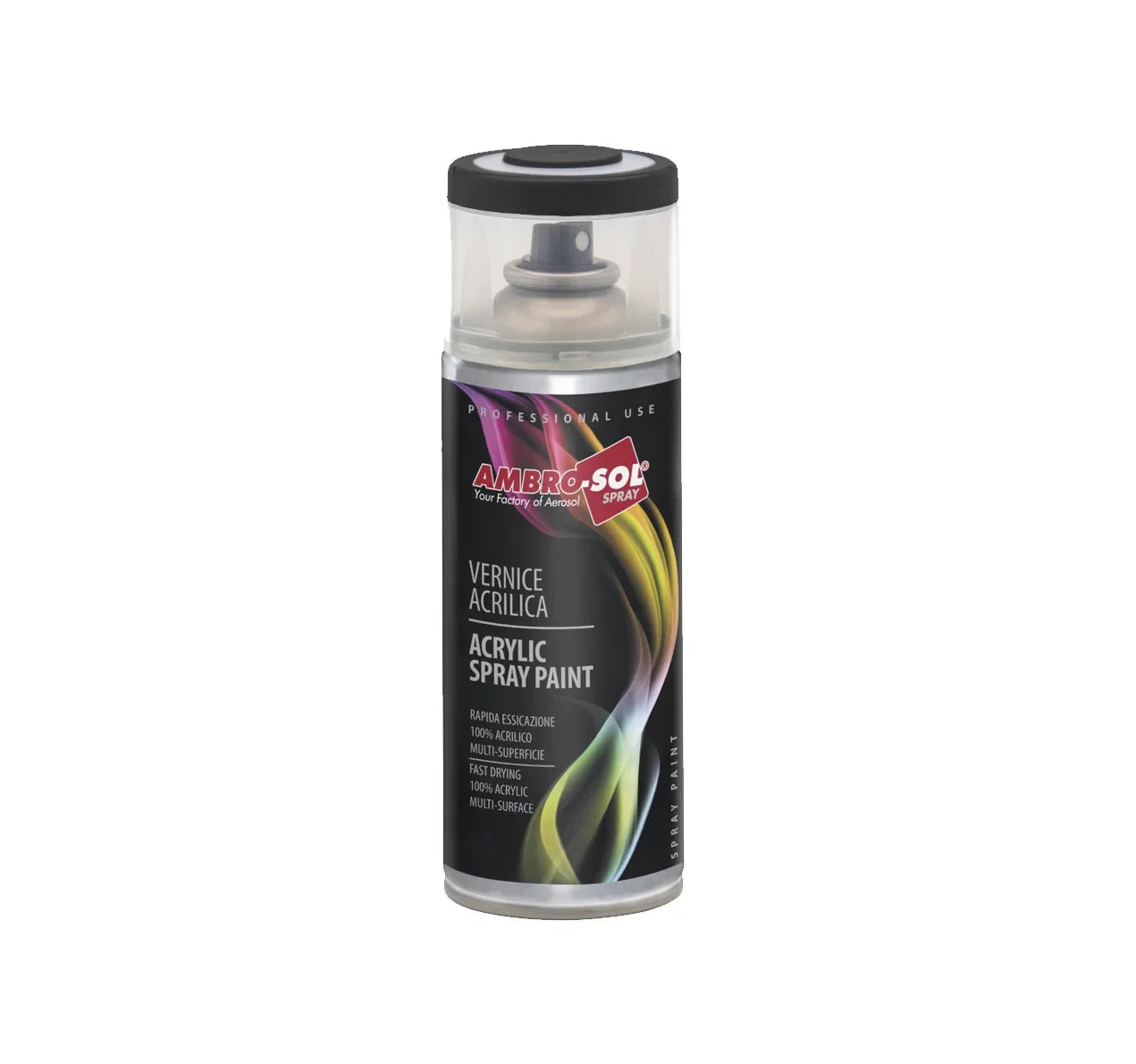 Ambro-Sol Vernice Acrilica Spray 400ml - Nero Lucido, Rapida Essiccazione, Multi-Superficie
