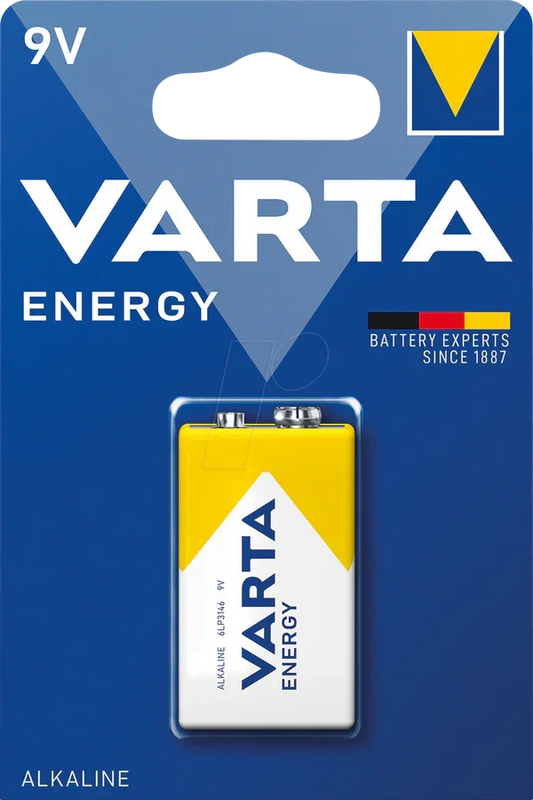 Batteria Alkalina Varta Energy 9V 6F22 - Affidabile e Duratura, Alta Capacità - SKU VARTA-6F22