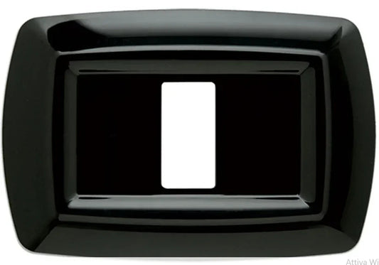 Placca Tondo' 1 Posto Nera FEB 2591/N - Design Elegante, Facile Installazione, Altissima Durabilità