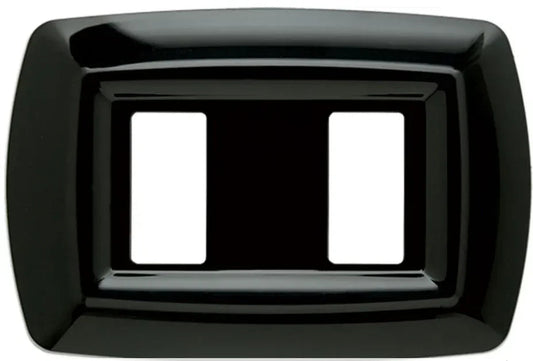 Placca Tondo' 2 Posti Nera FEB 2592/N - Design Minimalista e Facile Installazione, Elegante per Casa e Ufficio