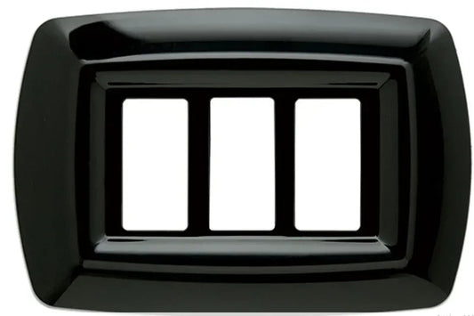 Placca Tondo' 3 Posti Nera FEB 2593/N - Design Elegante in Tecnopolimero Resistente, Facile Installazione