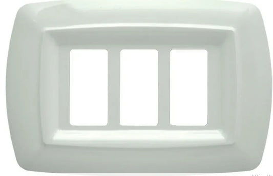 Placca Tondo' 3 Posti Bianco Elegante - Facile Installazione - SKU FEB 2593/WH