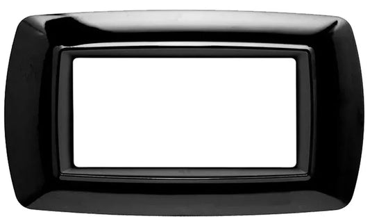 Placca Life 4P FEB 2984/N - Placca Elettrica Moderna Nera, Installazione Facile, Design Elegante