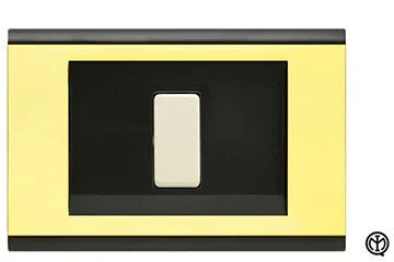 Placca Click 4F FEB 2584/NOR - Design Elegante Nero e Oro, 4 Moduli Personalizzabili