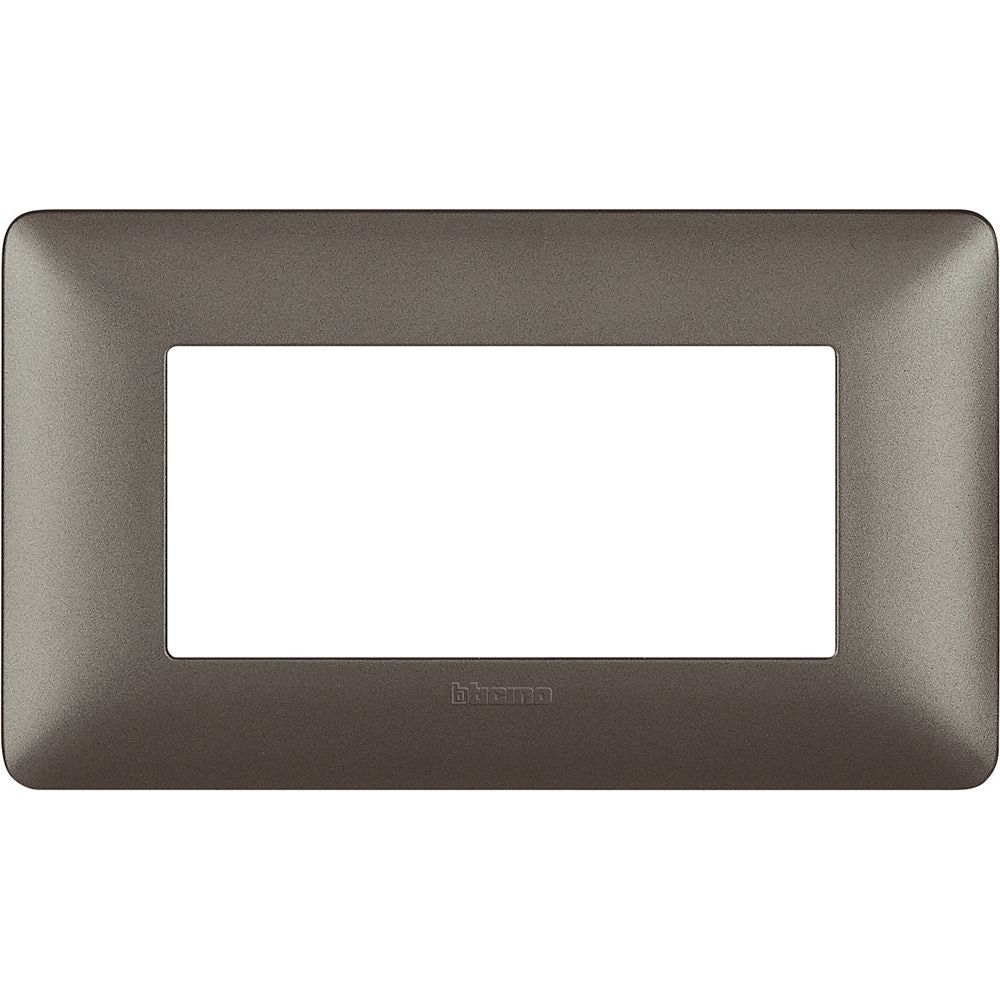 Placca Bticino Matix 4 moduli iron AM4804MIR, elegante copritura per supporto 504SA in colore iron.