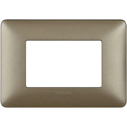 Bticino Matix 3-module frame in titanium color, suitable for 503SA support, dimensions 84mm x 120mm.
