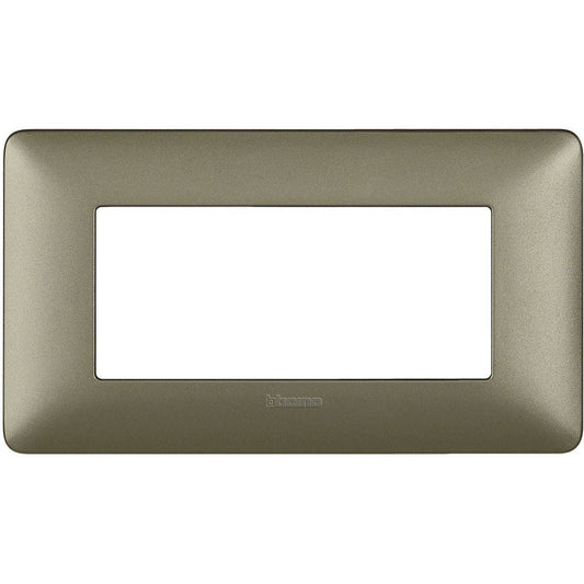 Placca Bticino Matix 4 moduli titanium AM4804MTA, colore titanium, misura 84mm x 143.7mm per supporto 504SA.
