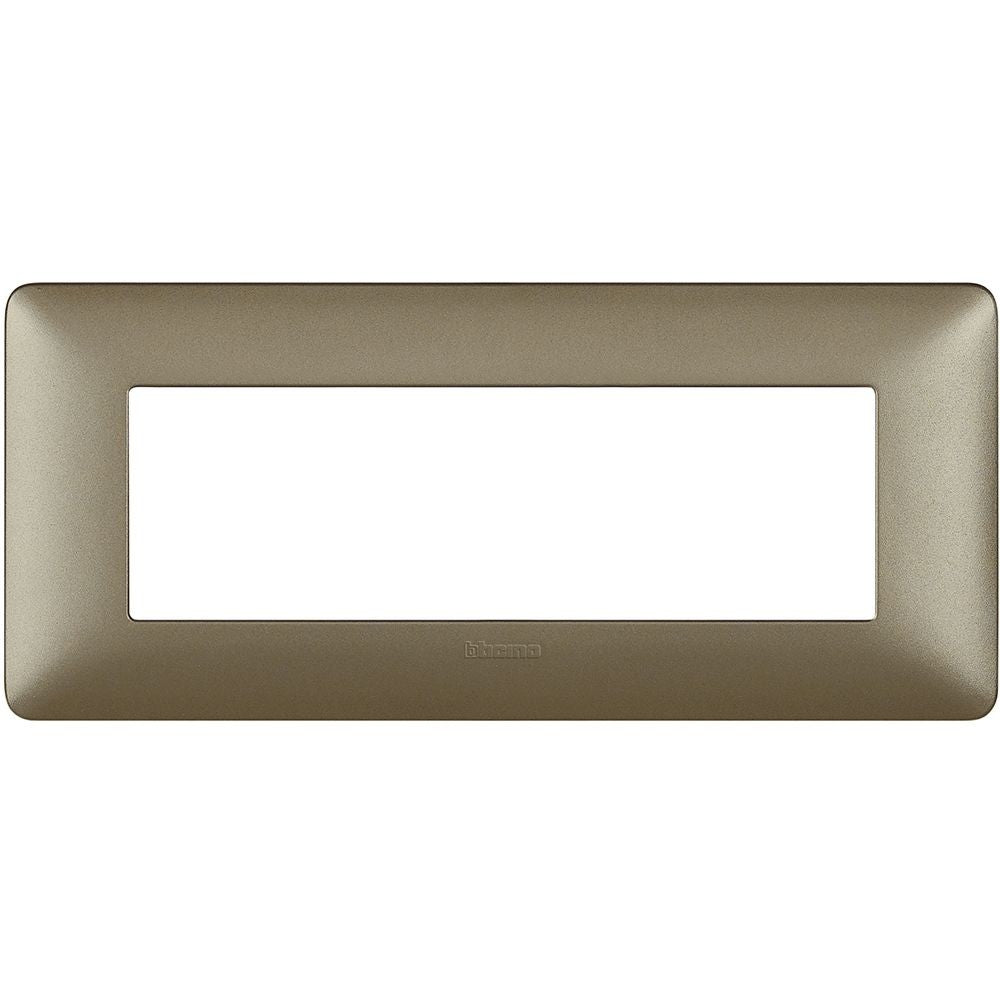 Bticino Matix 6 modules titanium frame AM4806MTA for support 506LSA, 84mm height, 191mm width.