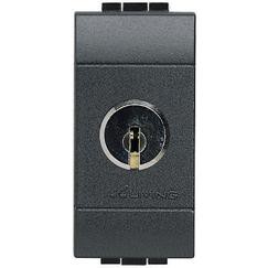 Bticino Livinglight interruttore a chiave antracite 16A, compatibile con chiavi estraibili in ON e OFF.