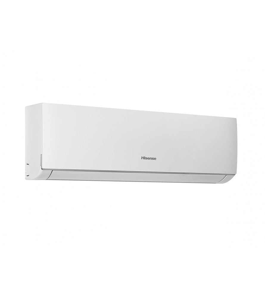 Hisense Quadri Split Inverter air conditioner unit, sleek white design, energy-efficient cooling and heating solution.