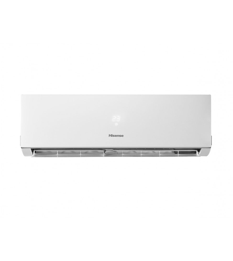 Hisense Quadri Split Inverter air conditioner unit model 9000 BTU with sleek white design and integrated Wi-Fi.