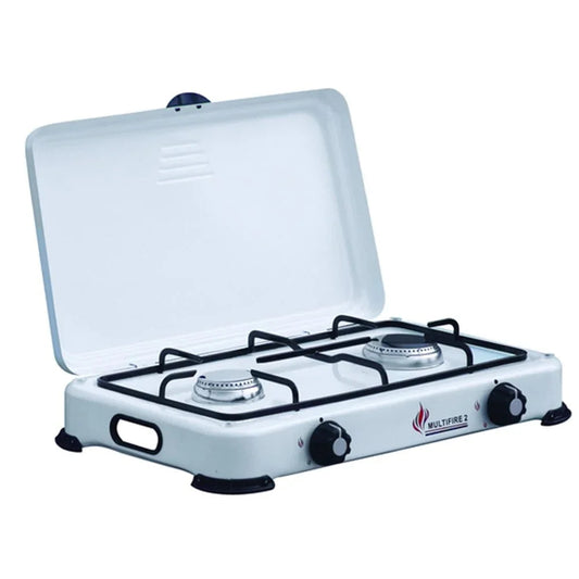 Fornello Smaltato P2M con 2 Fuochi e Coperchio per GPL/Metano - Potenza 3,2 kW, Design Compatto