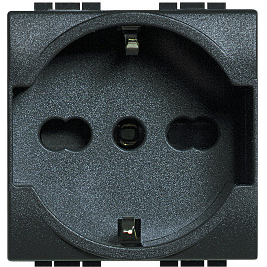 Bticino Living Light Presa Schuko L4140/16 in antracite, universale schuko socket for various plug types.