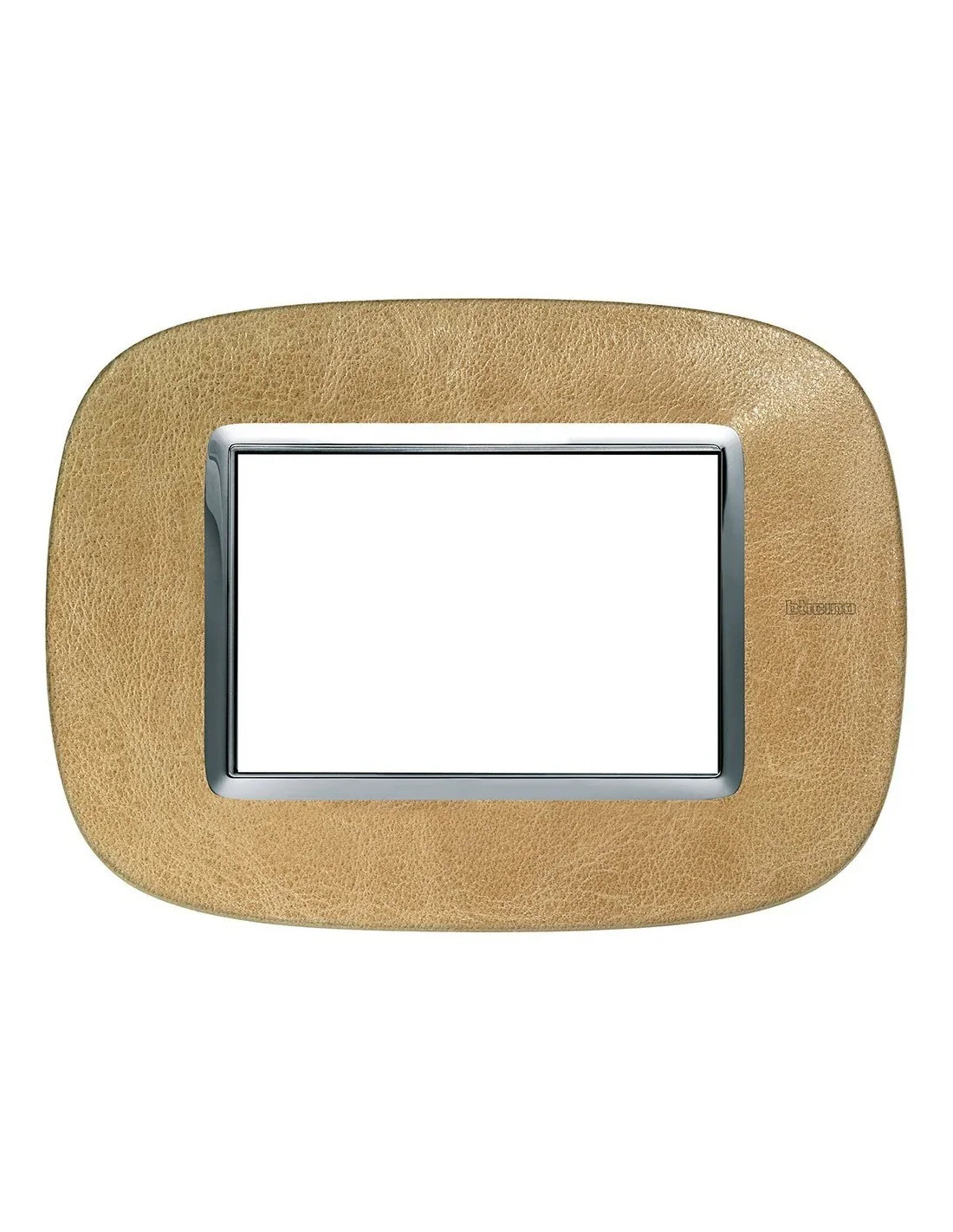 BTicino HB4803SLC Axolute - Placca 3 Moduli In Pelle Sabbia, Design Elegante e Facile Installazione